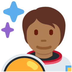 Bagaimana Astronaut: warna kulit gelap-sedang emoji terlihat di Twitter.