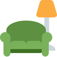 Bagaimana emoji Sofa dan lampu kelihatan di Twitter.