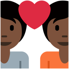 How Couple with Heart: Dark Skin Tone emoji looks on Twitter.