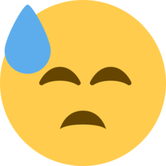 Bagaimana emoji Muka berpeluh sejuk kelihatan di Twitter.