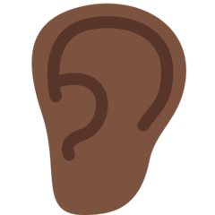 How Ear: Dark Skin Tone emoji looks on Twitter.