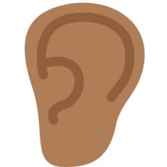 How Ear: Medium-Dark Skin Tone emoji looks on Twitter.