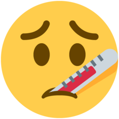 Hoe Gezicht met thermometer emoji eruit ziet op Twitter.