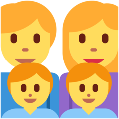 Como o emoji do Família: homem, mulher, menino e menino é exibido no Twitter.