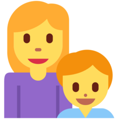 Hur Familj: kvinna, pojke emoji ser ut på Twitter.