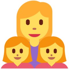 Como o emoji do Família: mulher, menina e menina é exibido no Twitter.