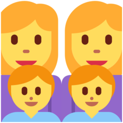 Hvordan Familie: kvinde, kvinde, dreng og dreng emoji ser ud på Twitter.