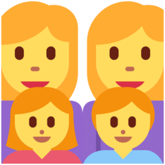 Hvordan Familie: kvinde, kvinde, pige og dreng emoji ser ud på Twitter.