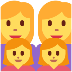 Jak wygląda emoji Rodzina: kobieta, kobieta, dziewczynka i dziewczynka w Twitter.