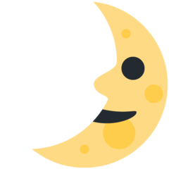 Cómo se ve el emoji Luna de cuarto creciente con cara en Twitter.