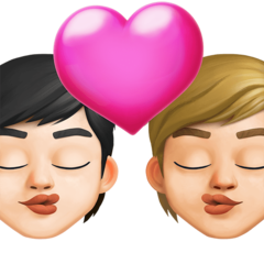 A quoi ressemblent les emoji Bisou : adulte, adulte, peau claire et peau moyennement claire sur Twitter.