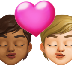 A quoi ressemblent les emoji Bisou : adulte, adulte, peau mate et peau moyennement claire sur Twitter.