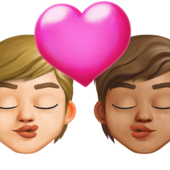 A quoi ressemblent les emoji Bisou : adulte, adulte, peau moyennement claire et peau légèrement mate sur Twitter.