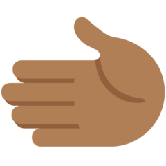 How Leftwards Hand: Medium-Dark Skin Tone emoji looks on Twitter.