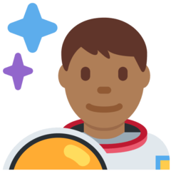 Bagaimana Antariksawan pria: warna kulit gelap-sedang emoji terlihat di Twitter.