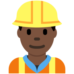 How Man Construction Worker: Dark Skin Tone emoji looks on Twitter.