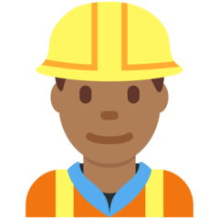 How Man Construction Worker: Medium-Dark Skin Tone emoji looks on Twitter.