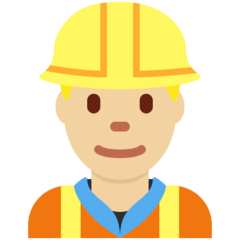 How Man Construction Worker: Medium-Light Skin Tone emoji looks on Twitter.