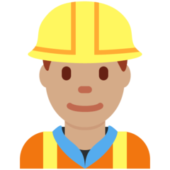 How Man Construction Worker: Medium Skin Tone emoji looks on Twitter.