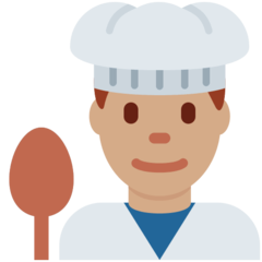 How Man Cook: Medium Skin Tone emoji looks on Twitter.