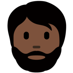 How Person: Dark Skin Tone, Beard emoji looks on Twitter.