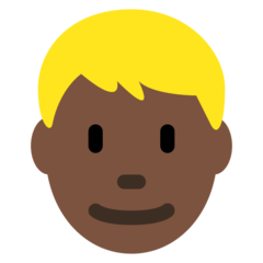 How Man: Dark Skin Tone, Blond Hair emoji looks on Twitter.