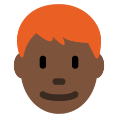 Bagaimana emoji Lelaki: ton kulit gelap dan rambut merah kelihatan di Twitter.