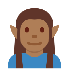 Como o emoji do Elfo homem: pele morena escura é exibido no Twitter.