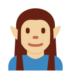 Como o emoji do Elfo homem: pele morena clara é exibido no Twitter.