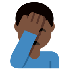 How Man Facepalming: Dark Skin Tone emoji looks on Twitter.