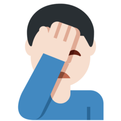 How Man Facepalming: Light Skin Tone emoji looks on Twitter.