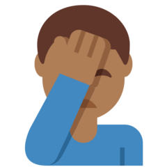 How Man Facepalming: Medium-Dark Skin Tone emoji looks on Twitter.