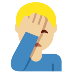 How Man Facepalming: Medium-Light Skin Tone emoji looks on Twitter.