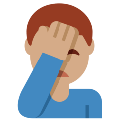 How Man Facepalming: Medium Skin Tone emoji looks on Twitter.