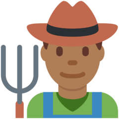 How Man Farmer: Medium-Dark Skin Tone emoji looks on Twitter.