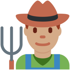 How Man Farmer: Medium Skin Tone emoji looks on Twitter.