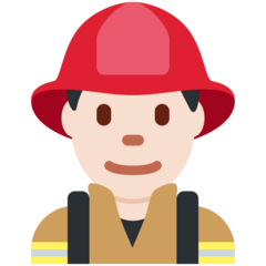 How Man Firefighter: Light Skin Tone emoji looks on Twitter.