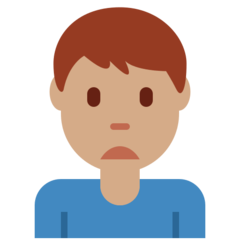 How Man Frowning: Medium Skin Tone emoji looks on Twitter.