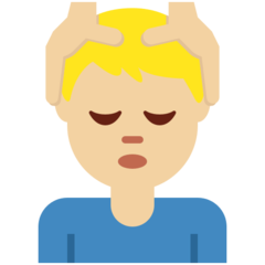 A quoi ressemblent les emoji Homme qui se fait masser: peau moyennement claire sur Twitter.