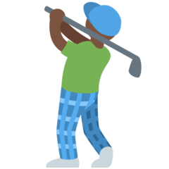 Cómo se ve el emoji Hombre jugando al golf: tono de piel oscuro en Twitter.