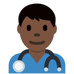 How Man Health Worker: Dark Skin Tone emoji looks on Twitter.