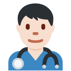 How Man Health Worker: Light Skin Tone emoji looks on Twitter.