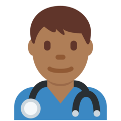 How Man Health Worker: Medium-Dark Skin Tone emoji looks on Twitter.