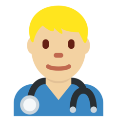 How Man Health Worker: Medium-Light Skin Tone emoji looks on Twitter.