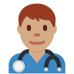 How Man Health Worker: Medium Skin Tone emoji looks on Twitter.