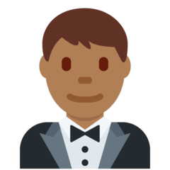 How Man in Tuxedo: Medium-Dark Skin Tone emoji looks on Twitter.