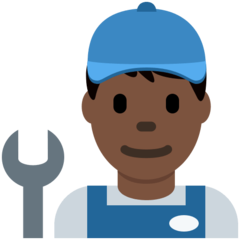 How Man Mechanic: Dark Skin Tone emoji looks on Twitter.