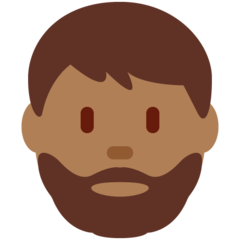 Hoe Man: donkergetinte huidskleur, baard emoji eruit ziet op Twitter.