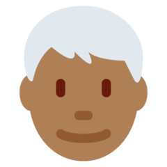 A quoi ressemblent les emoji Homme: peau mate et cheveux blancs sur Twitter.