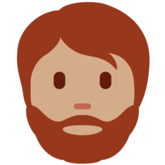 How Person: Medium Skin Tone, Beard emoji looks on Twitter.